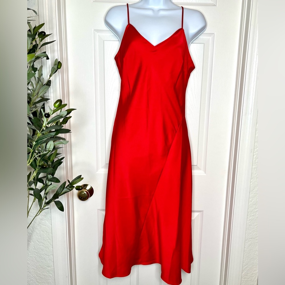 NWT Express red satin slip dress